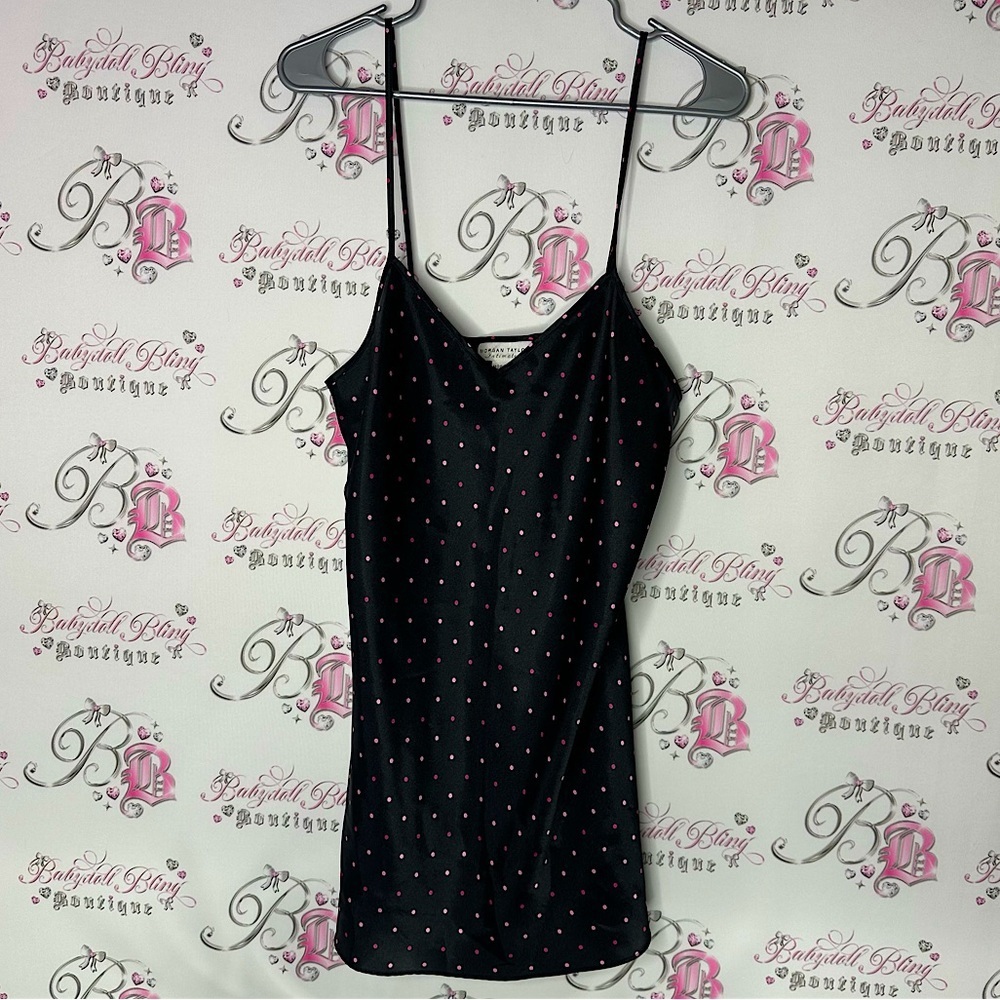Morgan Taylor intimates dress black pink Polka Dot Slip Dress nighty night